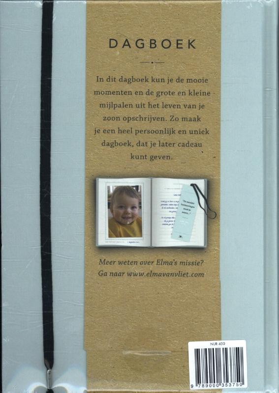 Achterkant van Dagboek voor mijn zoon