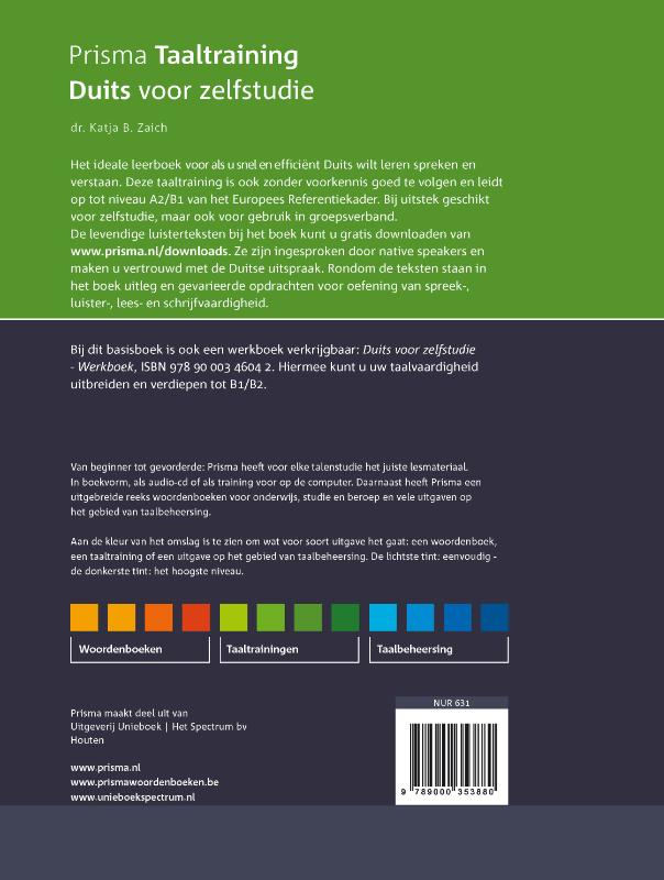 Achterkant van Duits voor zelfstudie