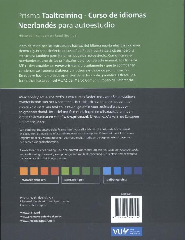 Achterkant van Neerlandés para autoestudio ; Nederlands voor zelfstudie