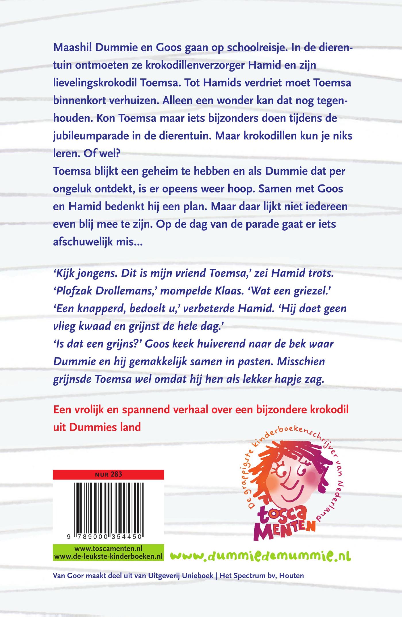 Achterkant van Dummie de mummie en het geheim van Toemsa