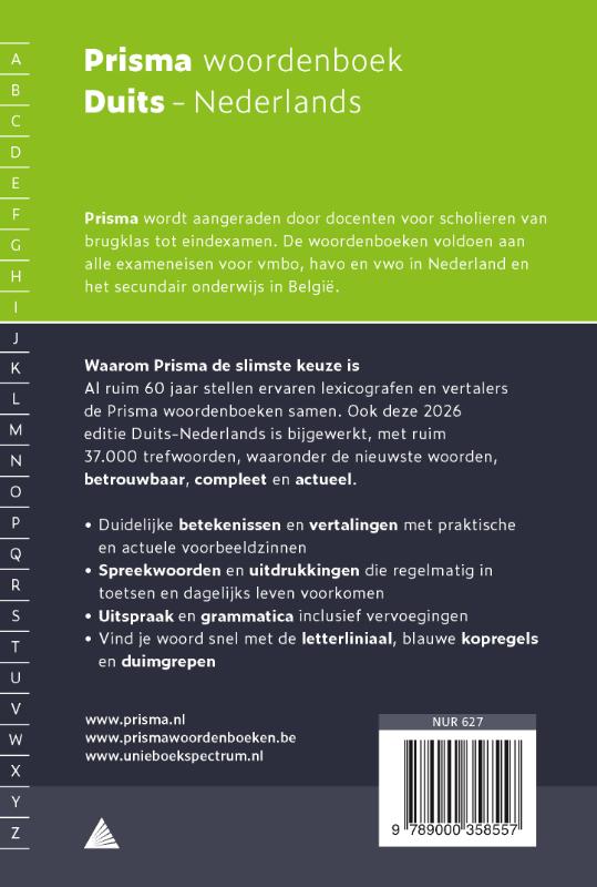 Achterkant van Prisma woordenboek Duits-Nederlands