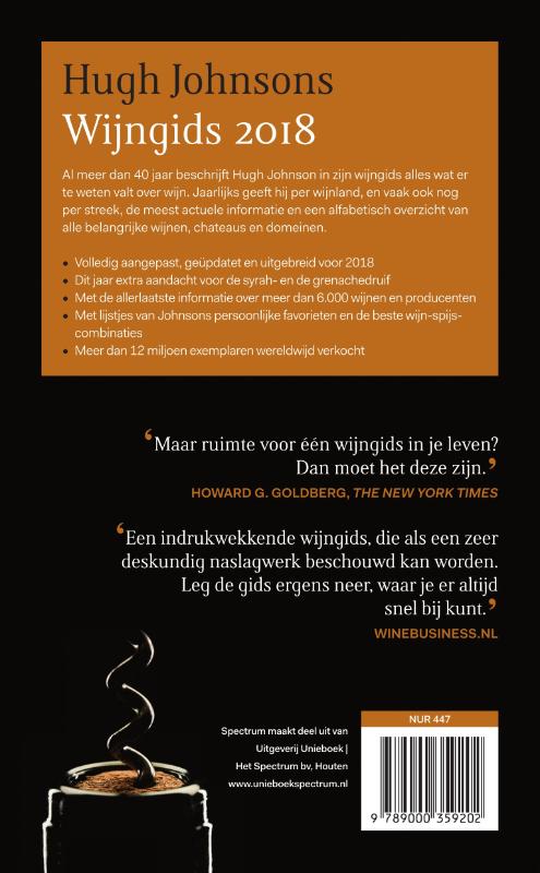 Achterkant van Hugh Johnsons Wijngids 2018