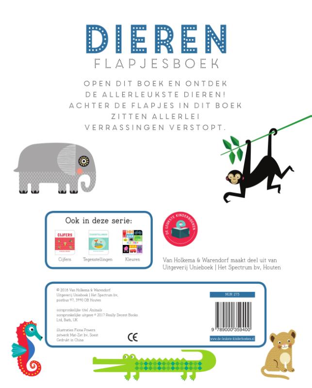 Achterkant van Dieren flapjesboek