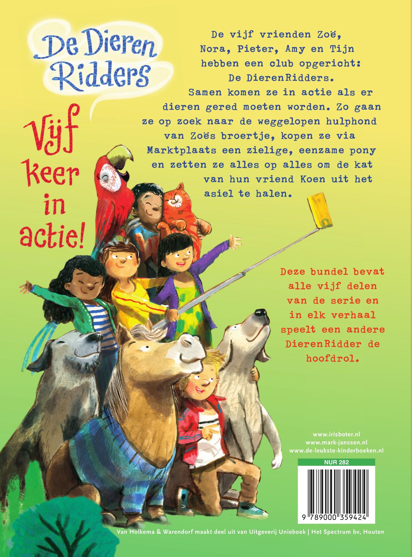 Achterkant van Vijf keer in actie!