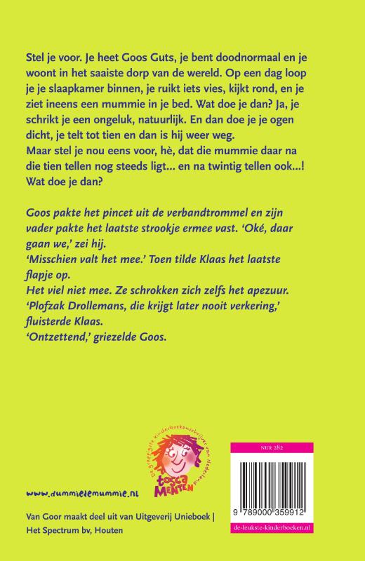 Achterkant van Dummie de mummie en de gouden scarabee