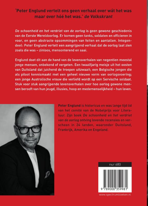 Achterkant van De schoonheid en het verdriet van de oorlog