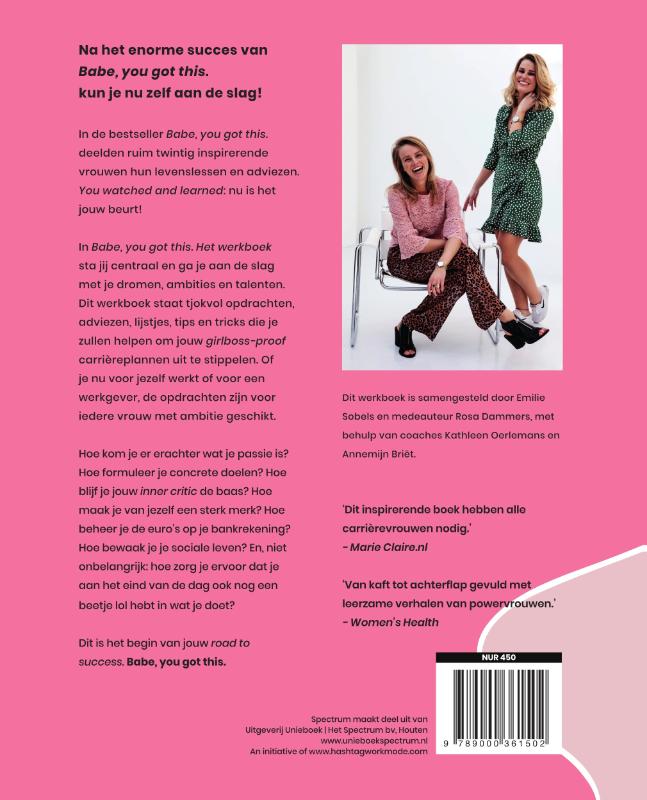 Achterkant van Babe, you got this. Het werkboek