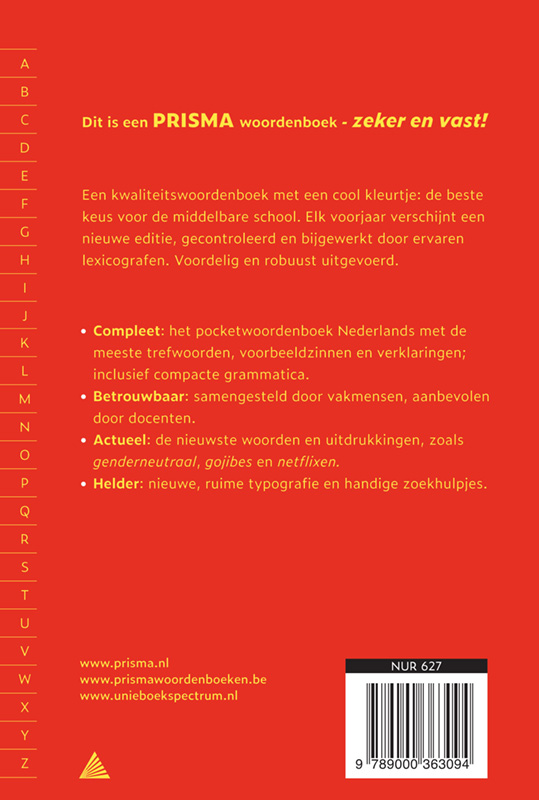 Achterkant van Nederlands