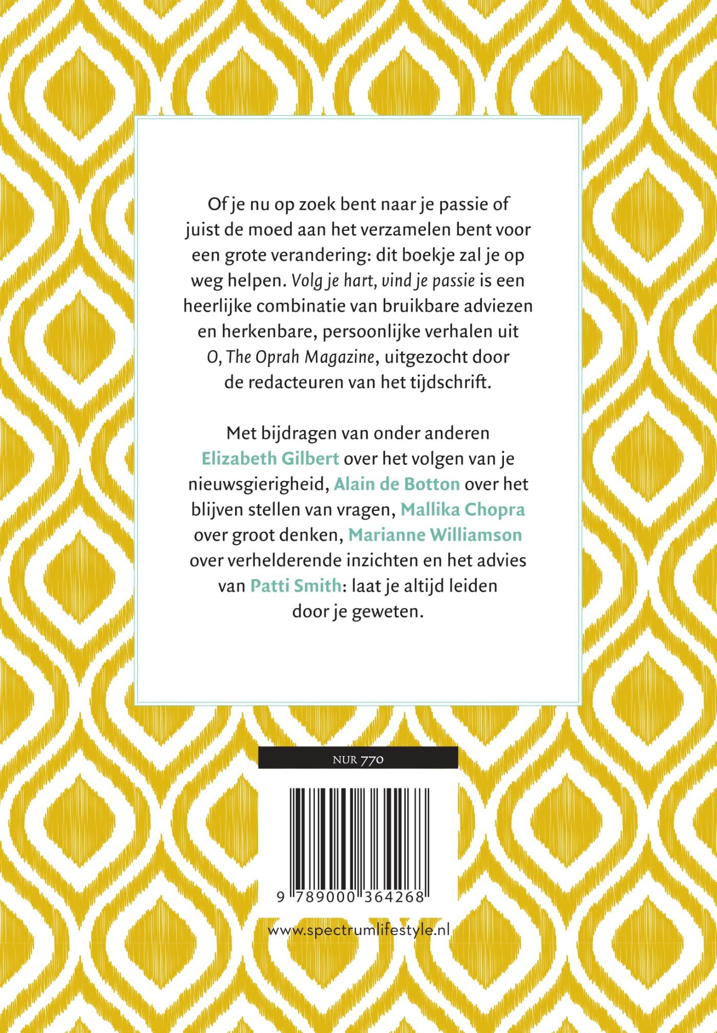 Achterkant van Volg je hart, vind je passie