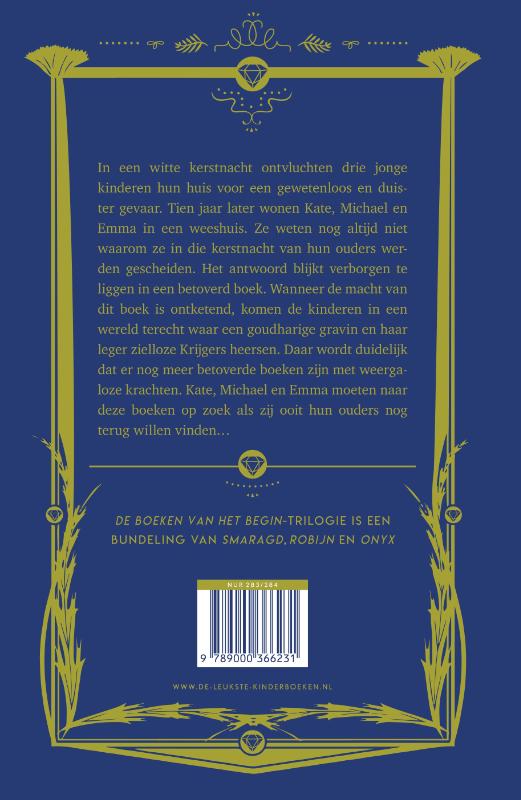 Achterkant van De boeken van het Begin-trilogie