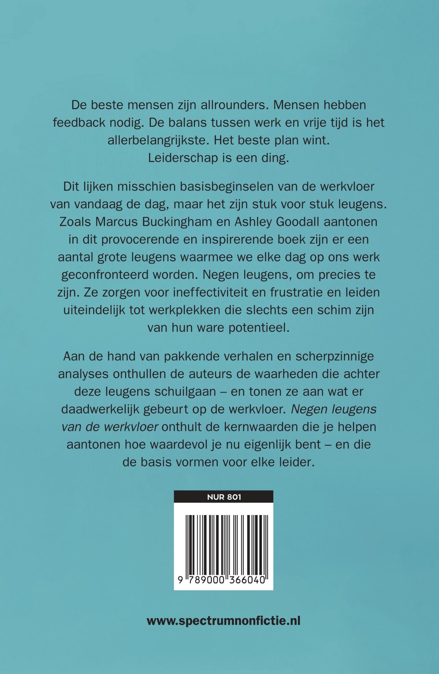 Achterkant van Negen leugens van de werkvloer