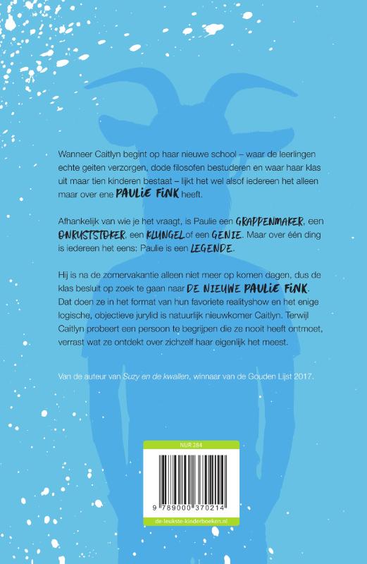 Achterkant van Op zoek naar Paulie Fink