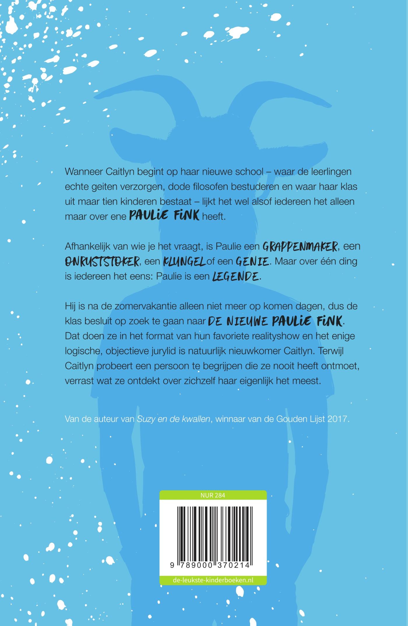 Achterkant van Op zoek naar Paulie Fink