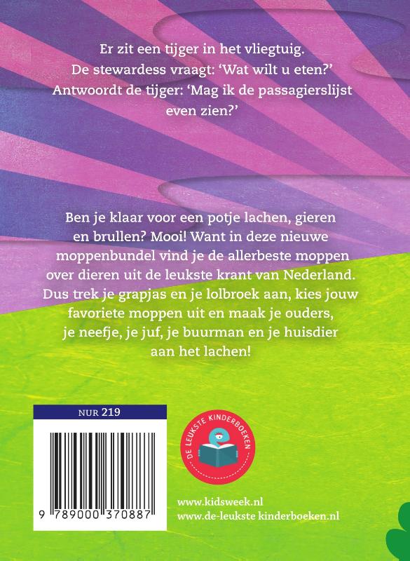 Achterkant van Kidsweek Moppenboek