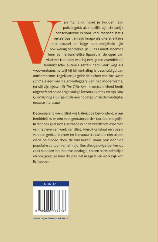 Achterkant van T.S. Eliot