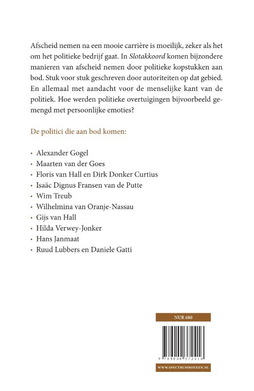 Achterkant van Slotakkoord