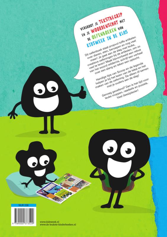 Achterkant van Het allerleukste woordenschat oefenboek - Kidsweek in de klas groep 5 & 6