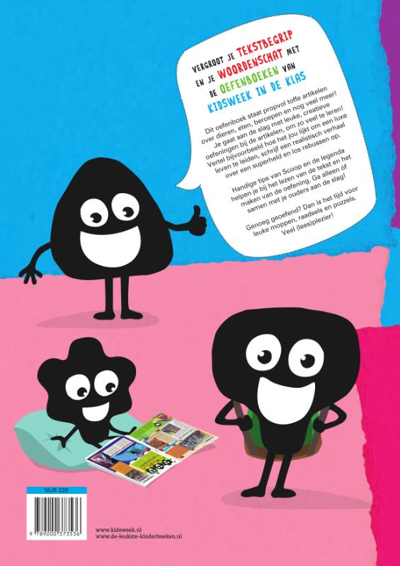 Achterkant van Het allerleukste woordenschat oefenboek - Kidsweek in de klas groep 7 & 8