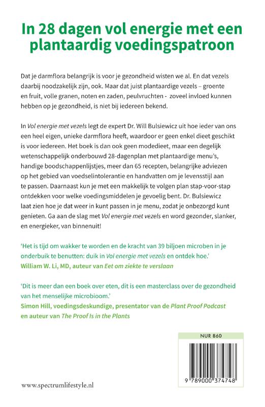 Achterkant van Vol energie met vezels