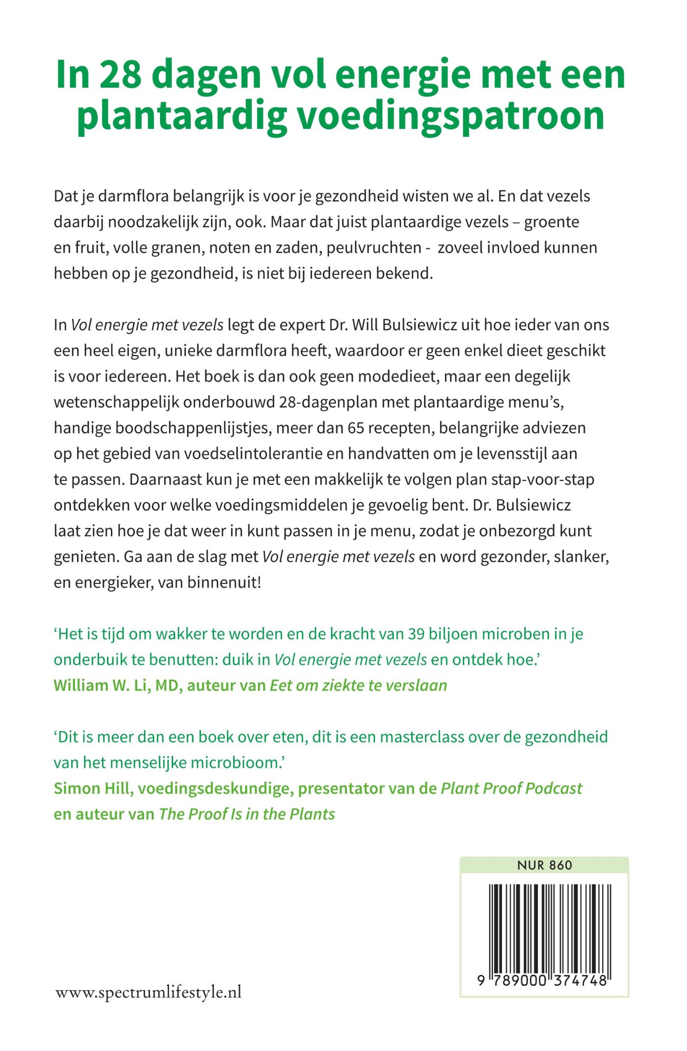 Achterkant van Vol energie met vezels