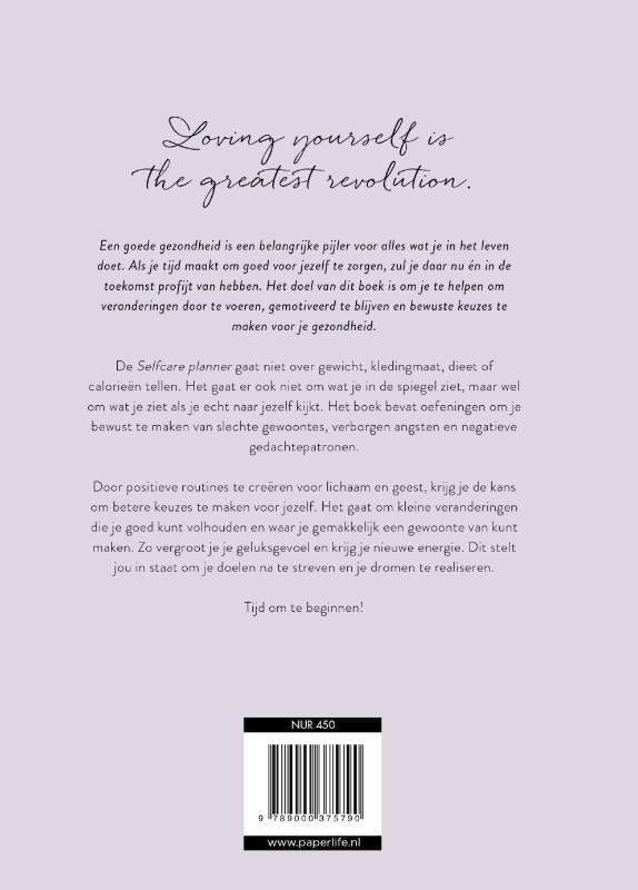 Achterkant van Selfcare planner