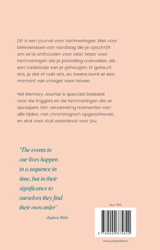Achterkant van Memory Journal