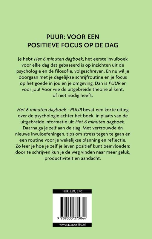 Achterkant van Het 6 minuten dagboek Puur