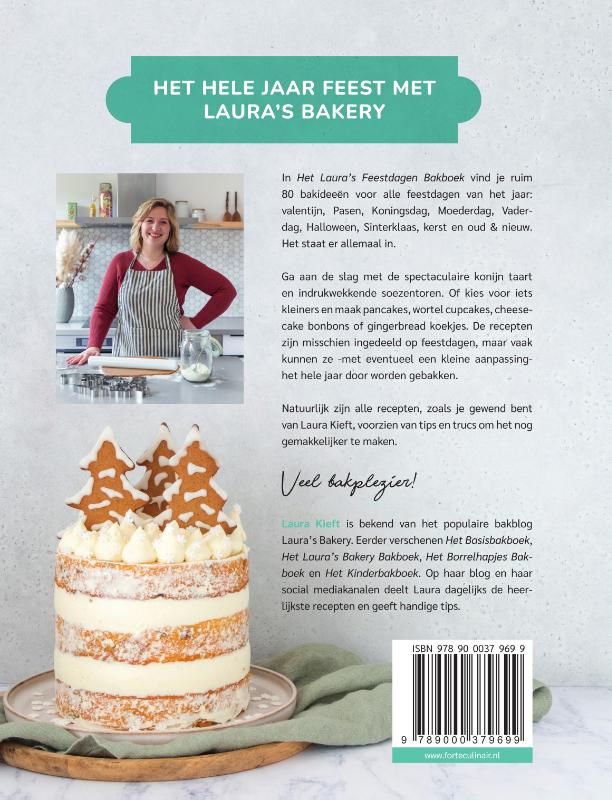 Achterkant van Het Laura's Bakery Feestdagen Bakboek