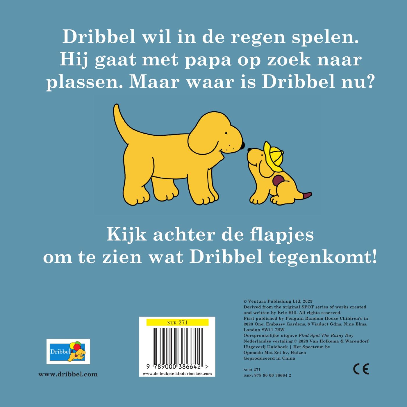 Achterkant van Dribbel speelt in de regen
