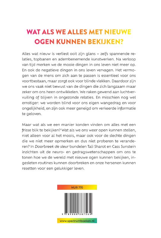 Achterkant van Doorbreek de sleur