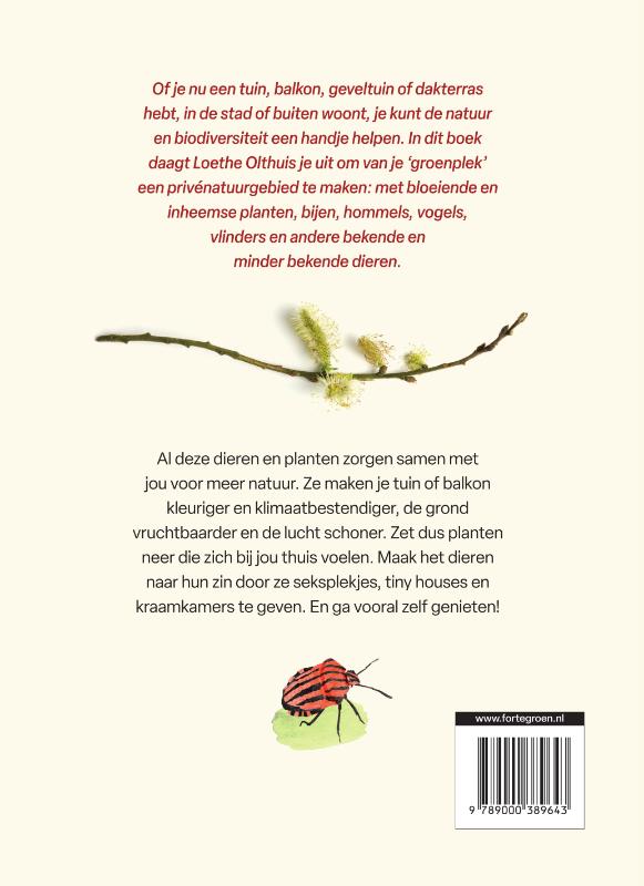 Achterkant van Een tuin voor jou, een tuin voor dieren