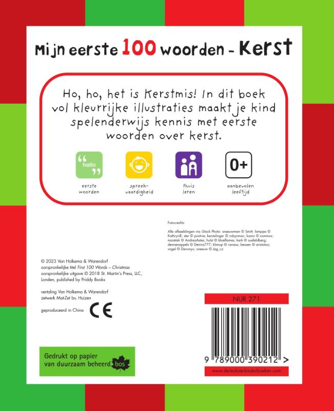 Achterkant van Mijn eerste 100 woorden - Kerst