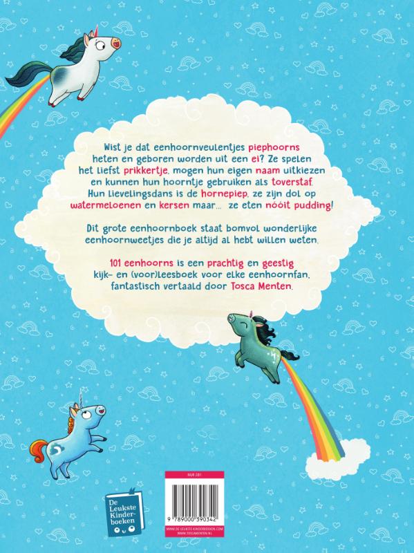 Achterkant van 101 eenhoorns