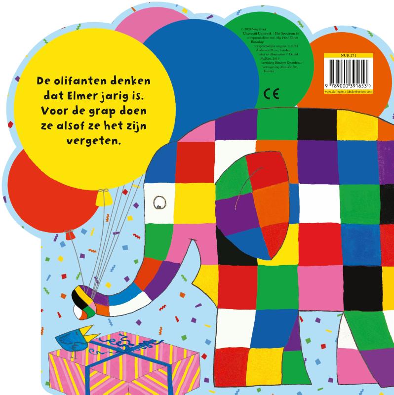 Achterkant van Elmer is jarig
