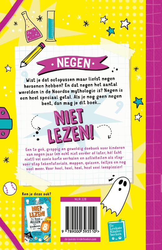 Achterkant van Niet lezen! Dit boek is alleen voor kinderen van 9