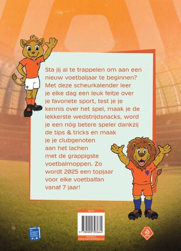 Achterkant van De KNVB voetbalweetjes-scheurkalender 2025