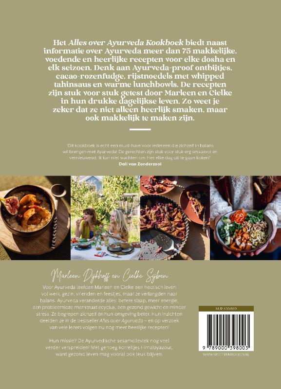 Achterkant van Alles over Ayurveda kookboek
