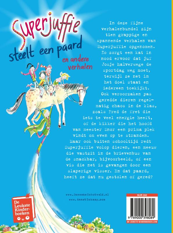 Achterkant van Superjuffie steelt een paard