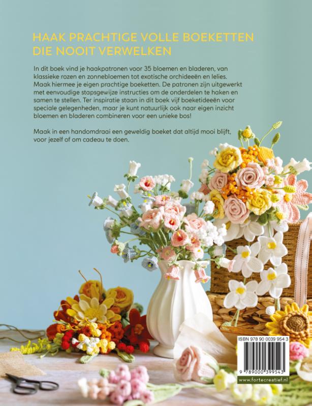 Achterkant van Haak een boeket bloemen
