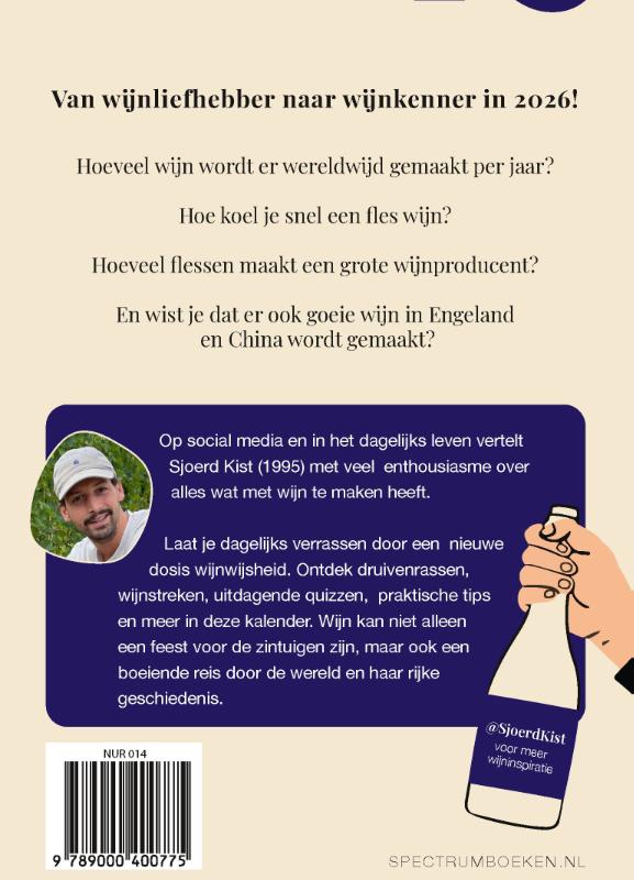 Achterkant van De wijnscheurkalender 2026