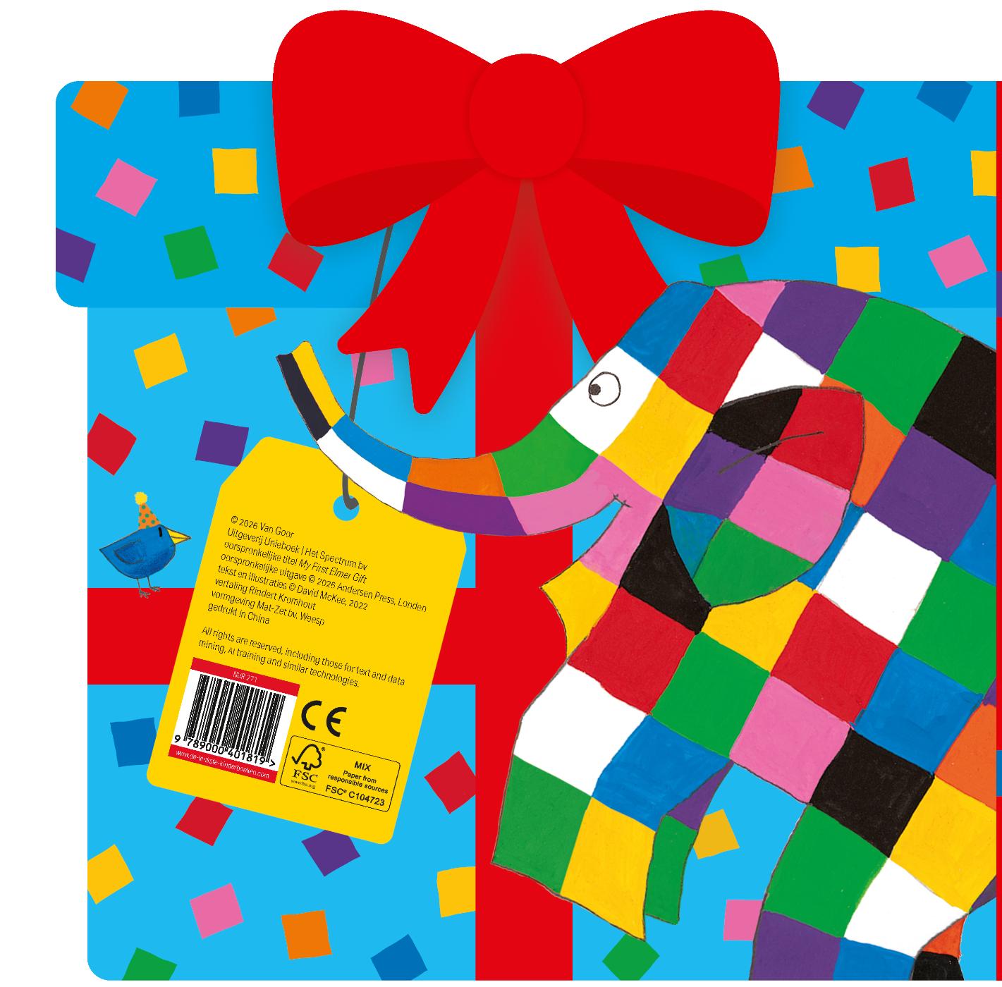 Achterkant van Elmer en het cadeautje