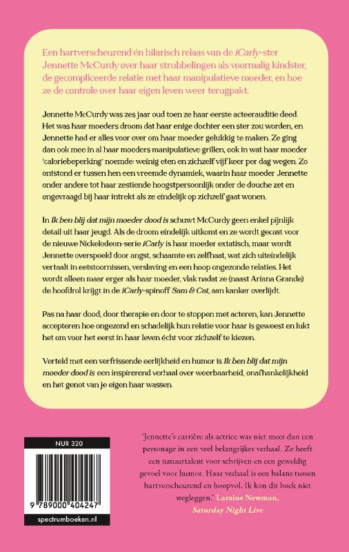 Achterkant van Ik ben blij dat mijn moeder dood is