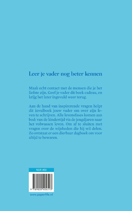 Achterkant van Papa, ik wil graag alles over je weten