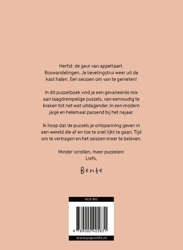 Achterkant van Het cozy puzzelboek voor knusse herfstdagen