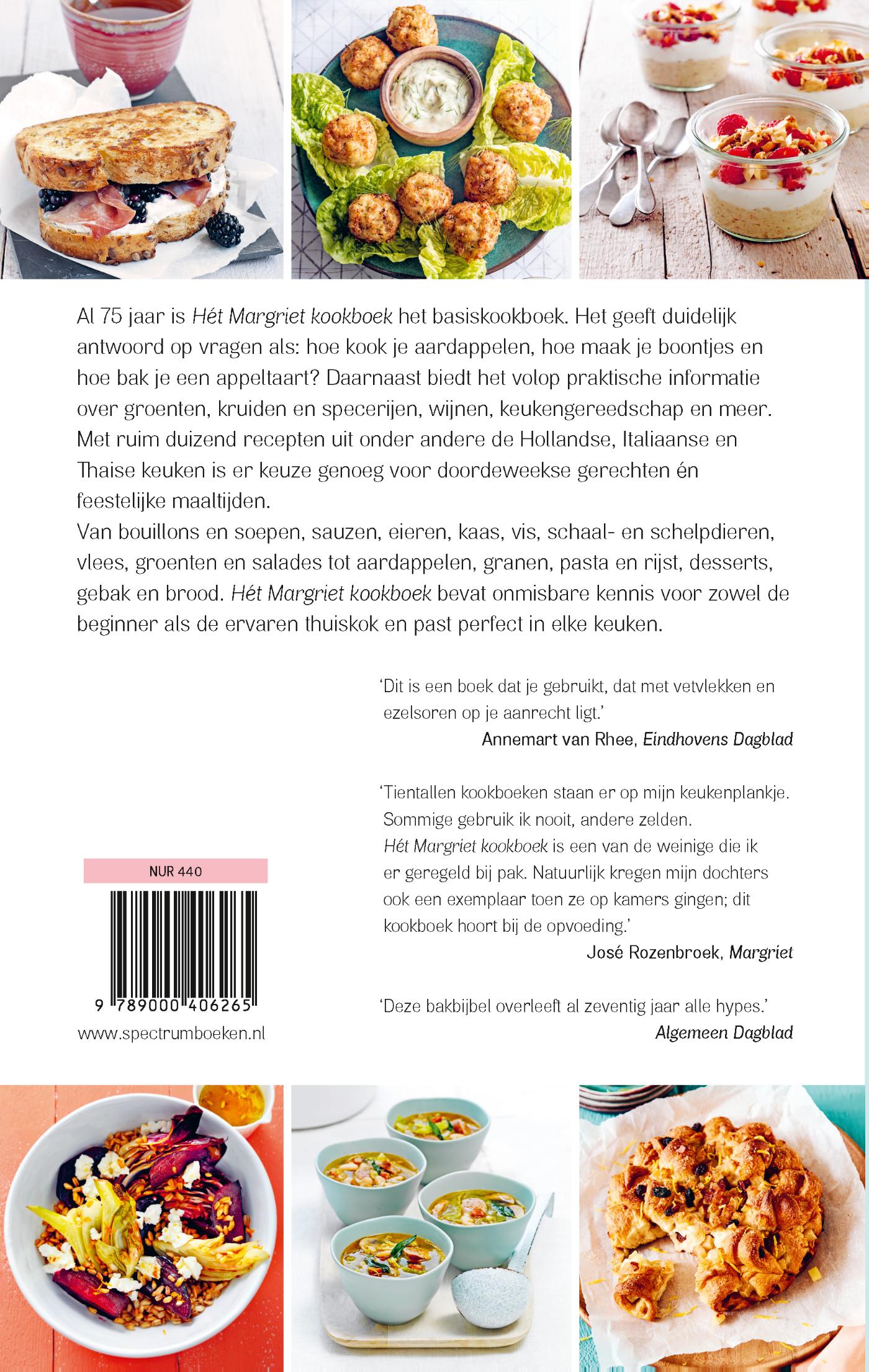 Achterkant van Hét Margriet kookboek