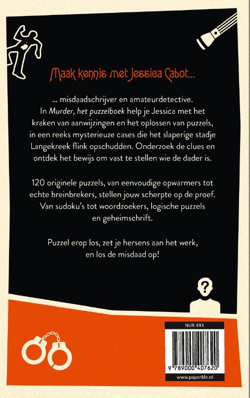 Achterkant van Murder, het puzzelboek