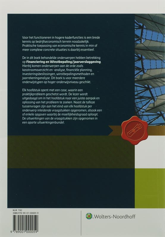 Achterkant van Financiering en winstbepaling hoofdboek