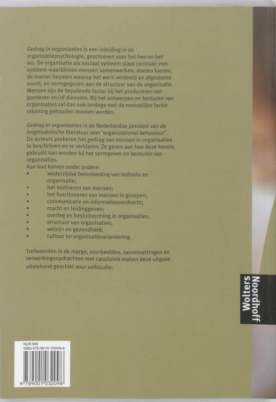 Achterkant van Gedrag in organisaties