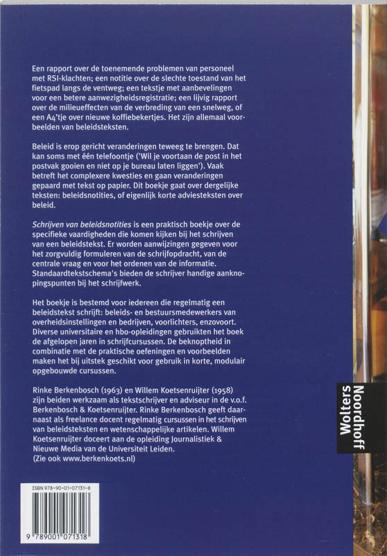 Achterkant van Schrijven van beleidsnotities