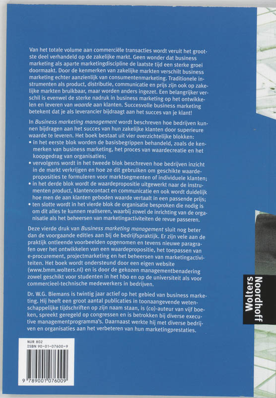 Achterkant van Business Marketing management